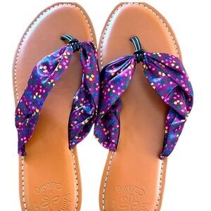 Matilda Jane Purple Floral Fabric Thong Sandals Flat Flip Flops Womens‎ Size 8